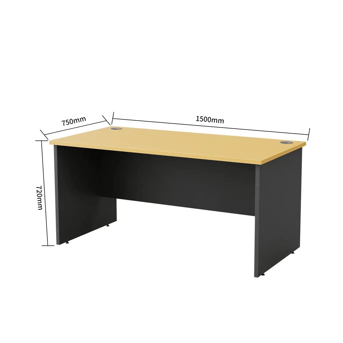 Desk 157 DK-157 Beech Ironstone with dimensions
