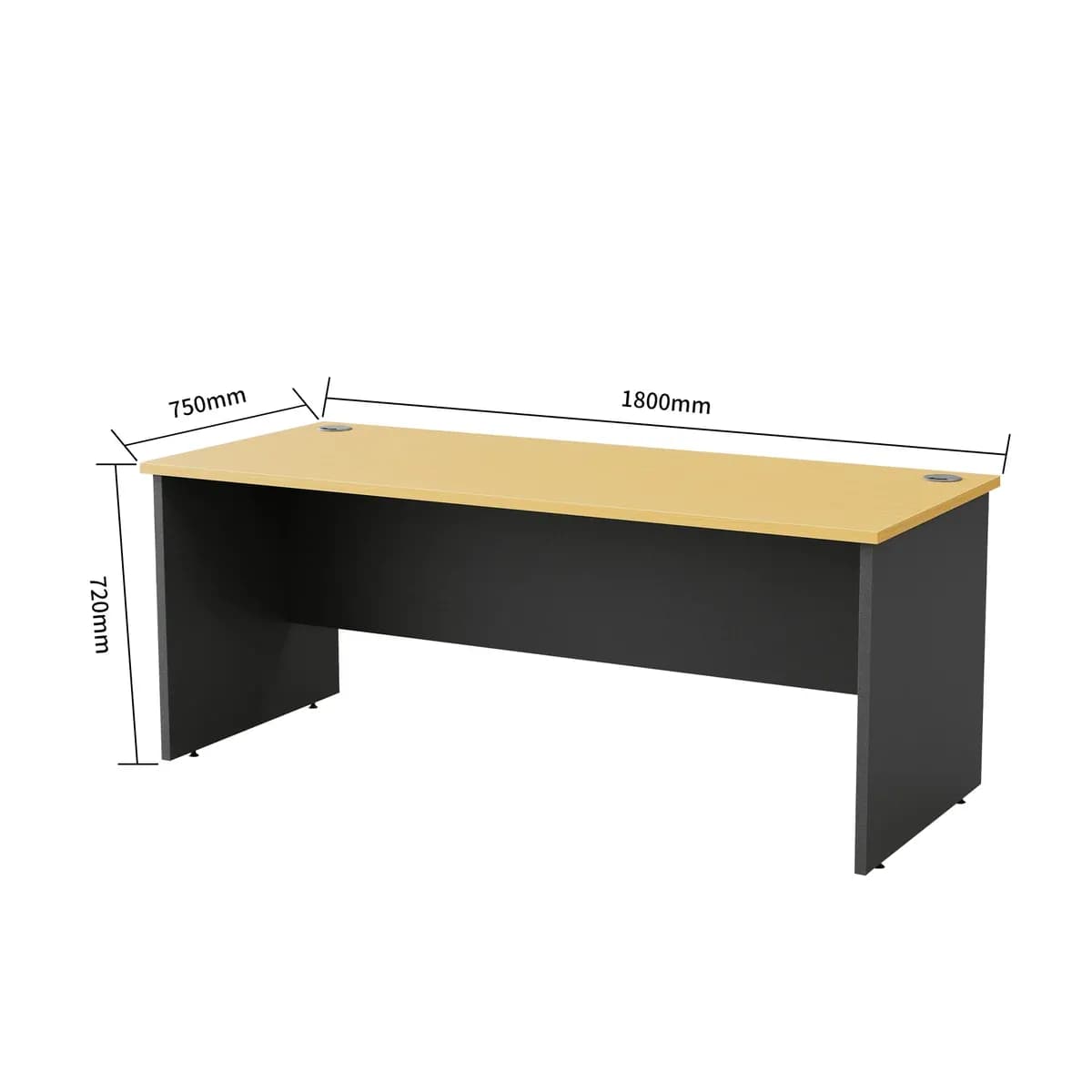 Desk 187 DK-187 Beech Ironstone with dimensions