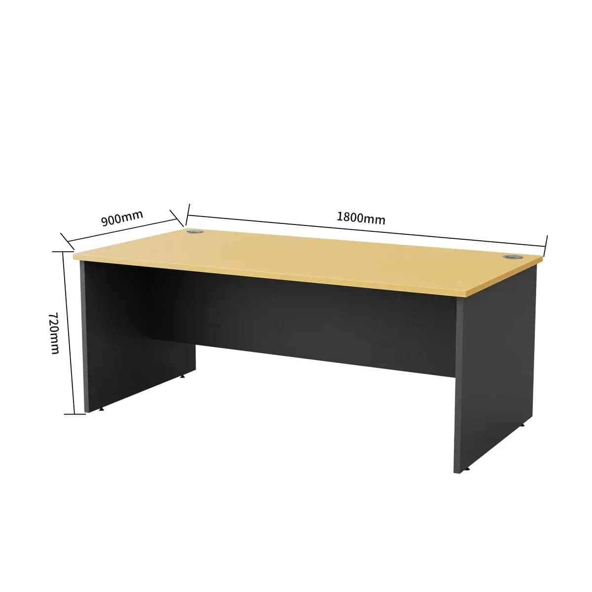 Desk 189 DK-189 Beech Ironstone with dimensions