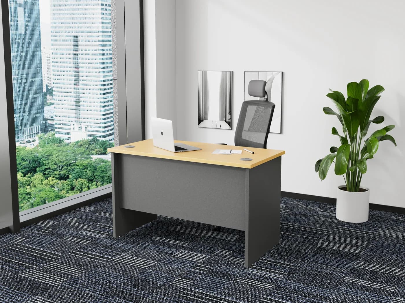 Desk 1200 x 600 shown in an office setting
