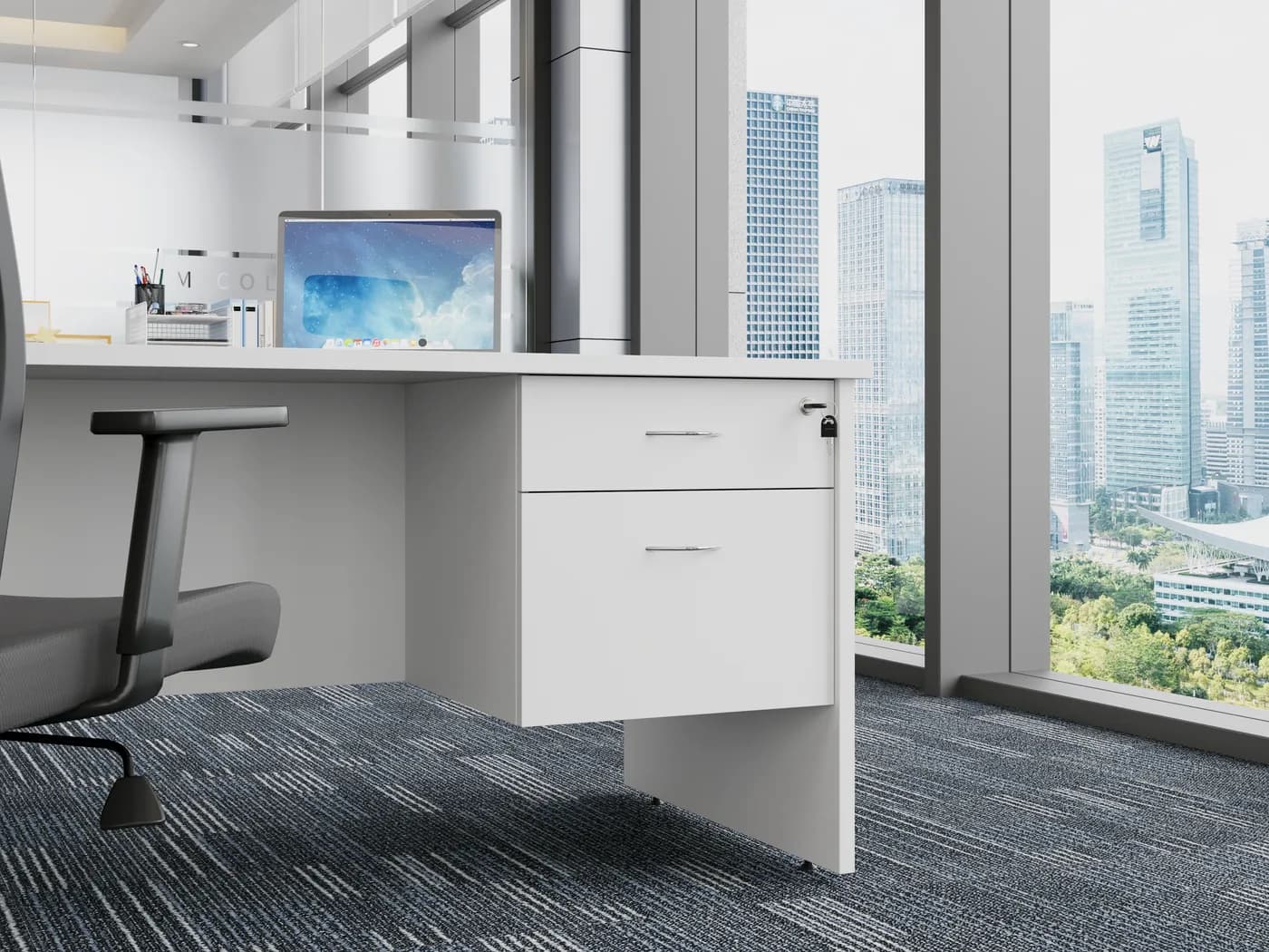Fixed Pedestal 1 Drawer + 1 File shown in an office setting