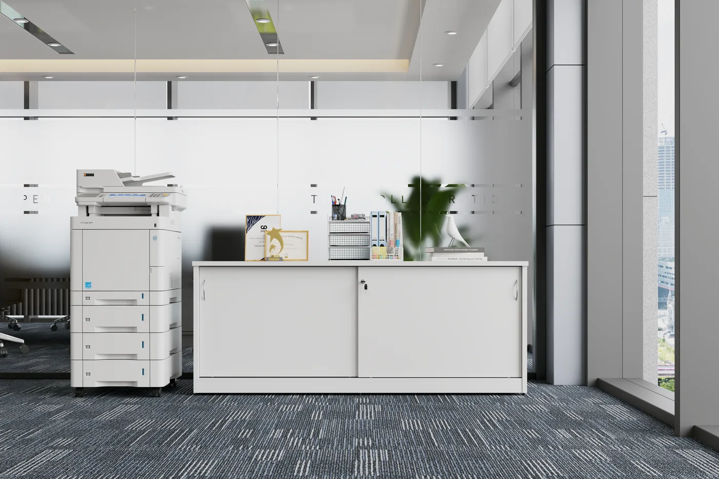Credenza 1800 shown in an office setting