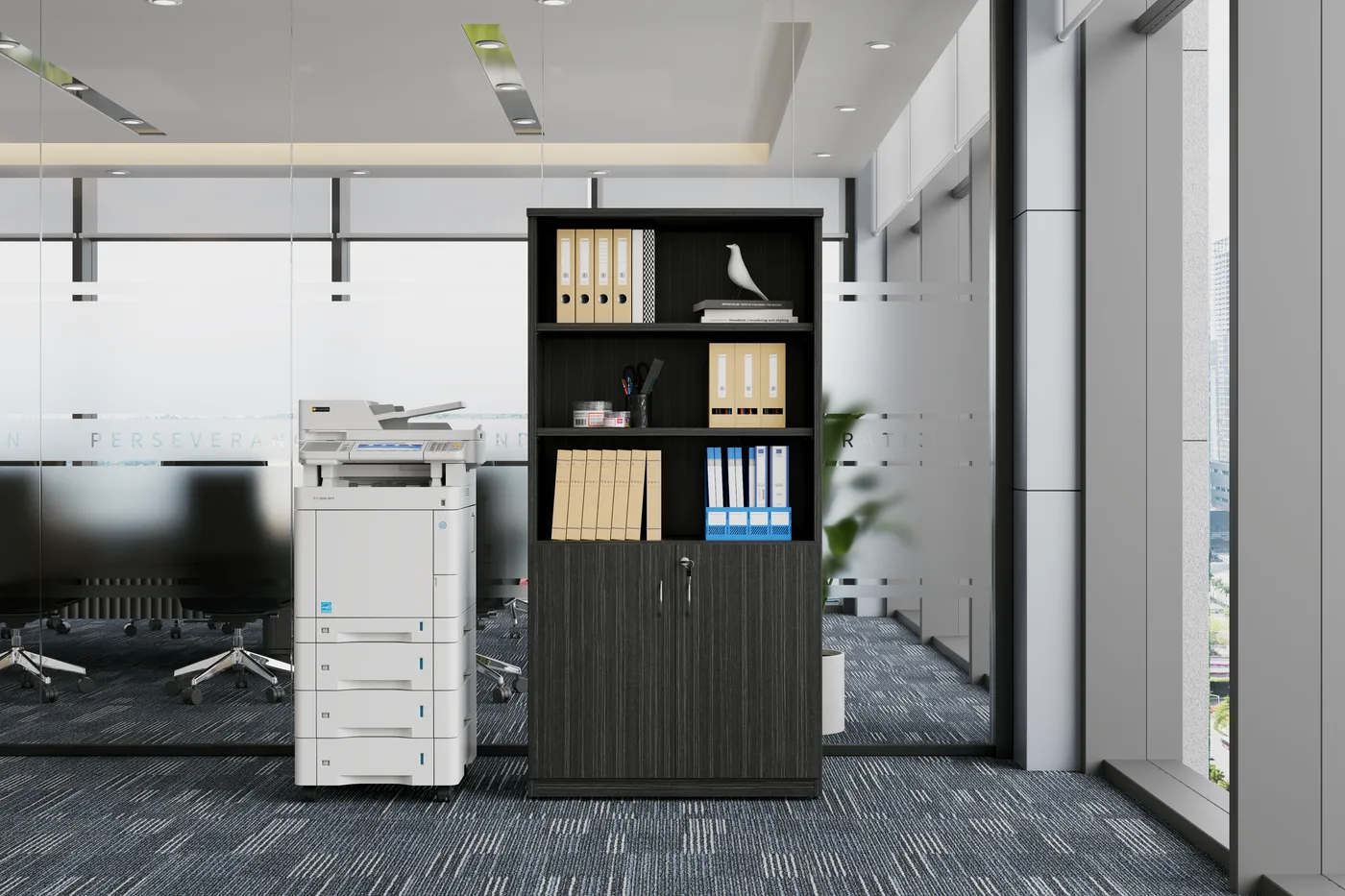 Half Door Bookcase shown in an office setting