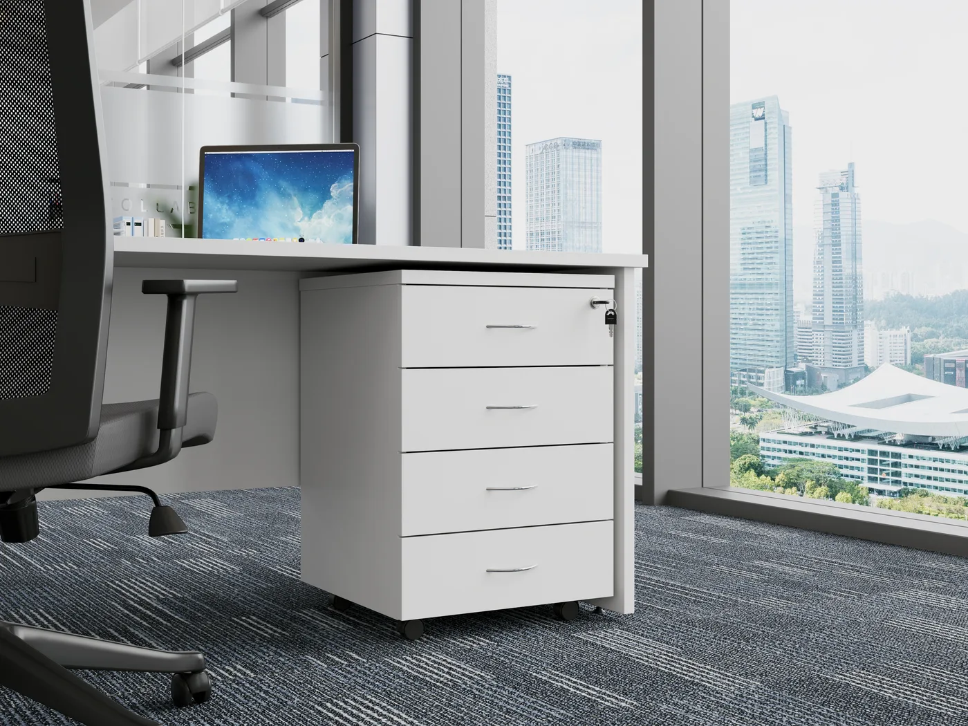 Mobile Pedestal 4 Drawer shown in an office setting