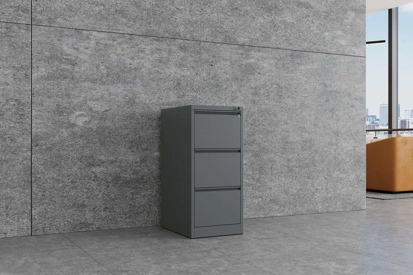 Steel Filing Cabinet shown in an office setting