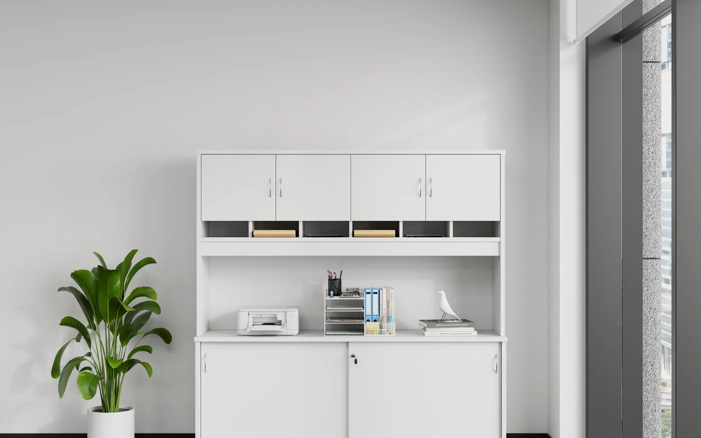 Steel Storage Unit 18 shown in an office setting
