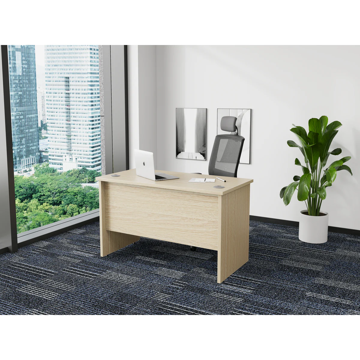 Desk 1200 x 600 Oak shown in an office setting