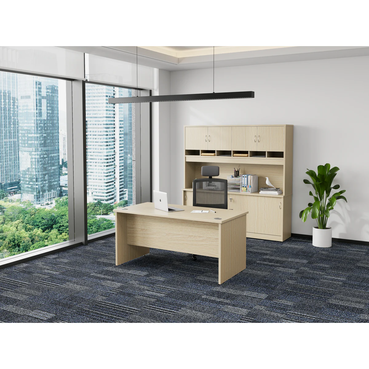 Desk 1500 x 750 Oak shown in an office setting